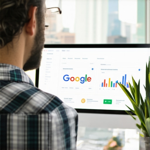 SEO expert analyzing local search data with Garland cityscape