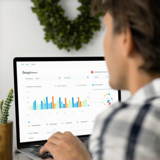 Expert Analyzing GMB Data for Garland SEO SEO specialist reviewing Google My Business insights with Garland landmarks