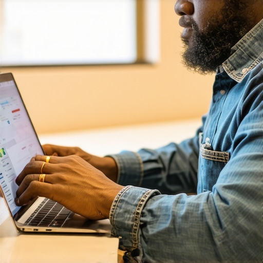 Garland Business Owner Optimizing Google My Business Business owner in Garland optimizing Google My Business profile on laptop.