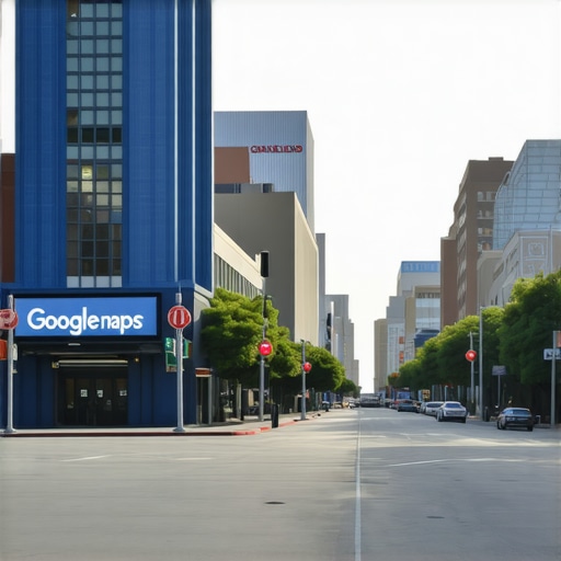 Garland cityscape with prominent local business signage and Google Maps overlay