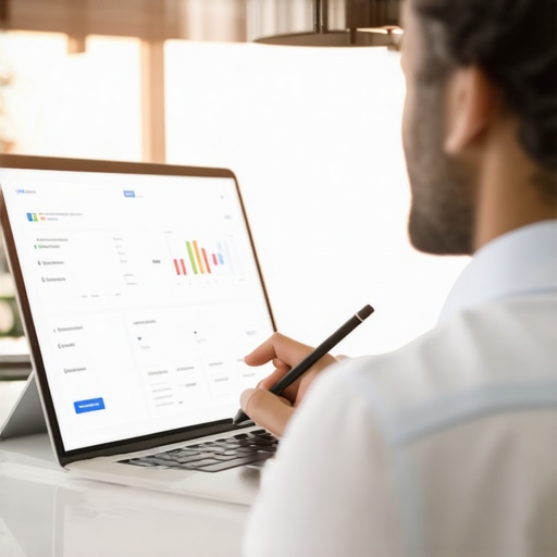 SEO specialist analyzing Garland's local search results on a computer