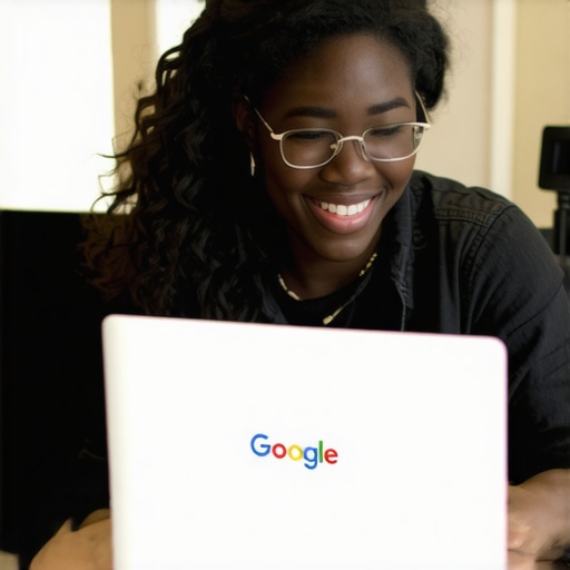 Business owner optimizing Google My Business profile on computer