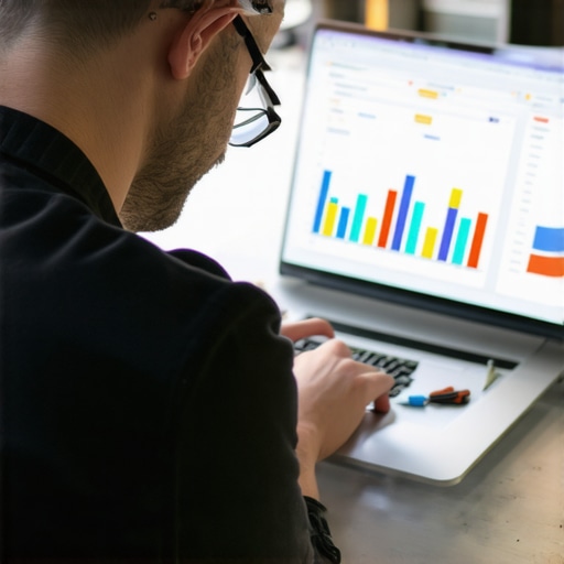Business owner reviewing SEO performance in Garland on a laptop.