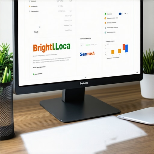 Laptop displaying SEO analytics and tools used for local SEO management