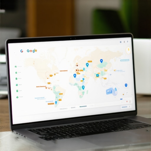 A business owner updating their Google My Business profile using a laptop in Garland, Texas.