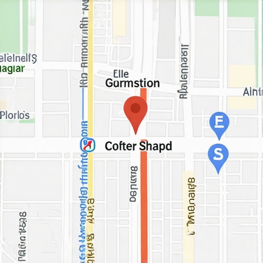 A row of local Garland businesses with Google Maps icons highlighting their locations