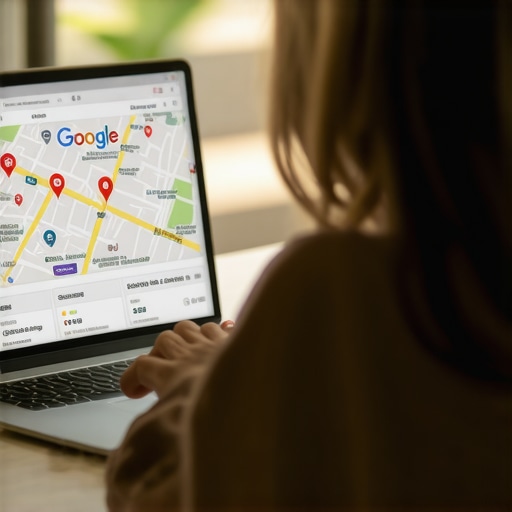 Person reviewing SEO analytics on a computer, focusing on Google Maps metrics for Garland businesses.