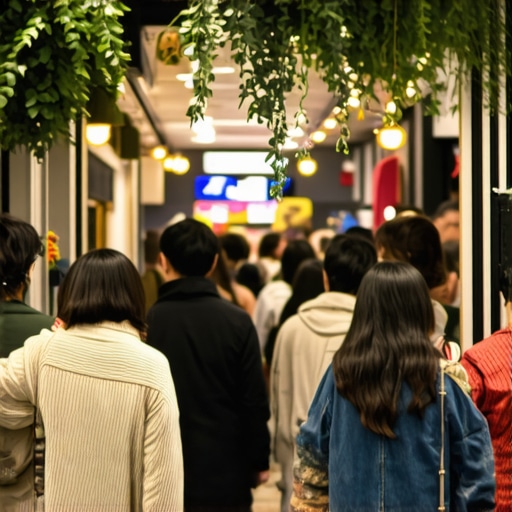 Crowded Garland shopfront with happy staff and customers