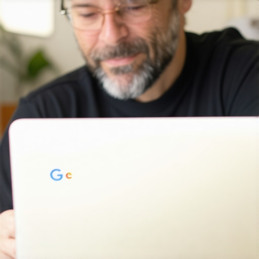 Business owner optimizing Garland Google My Business profile on a laptop.