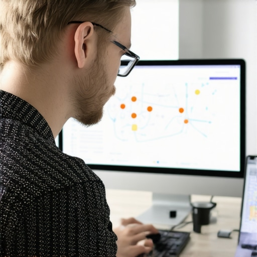 Professional analyzing local SEO data on a computer with Garland city map visible.