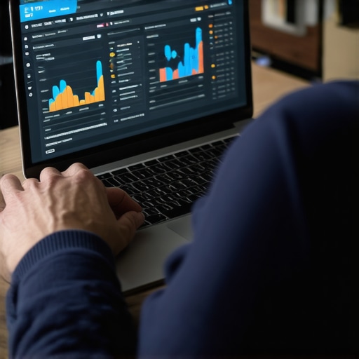 Effective SEO Tools in Action Person analyzing SEO data on laptop with charts and graphs