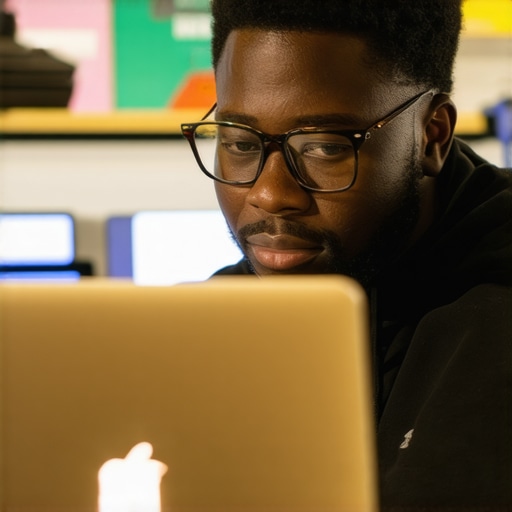Business owner editing Google My Business profile on a laptop in Garland shop