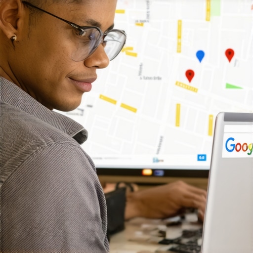 Optimizing GMB Profile in Garland Business owner working on Google My Business profile.